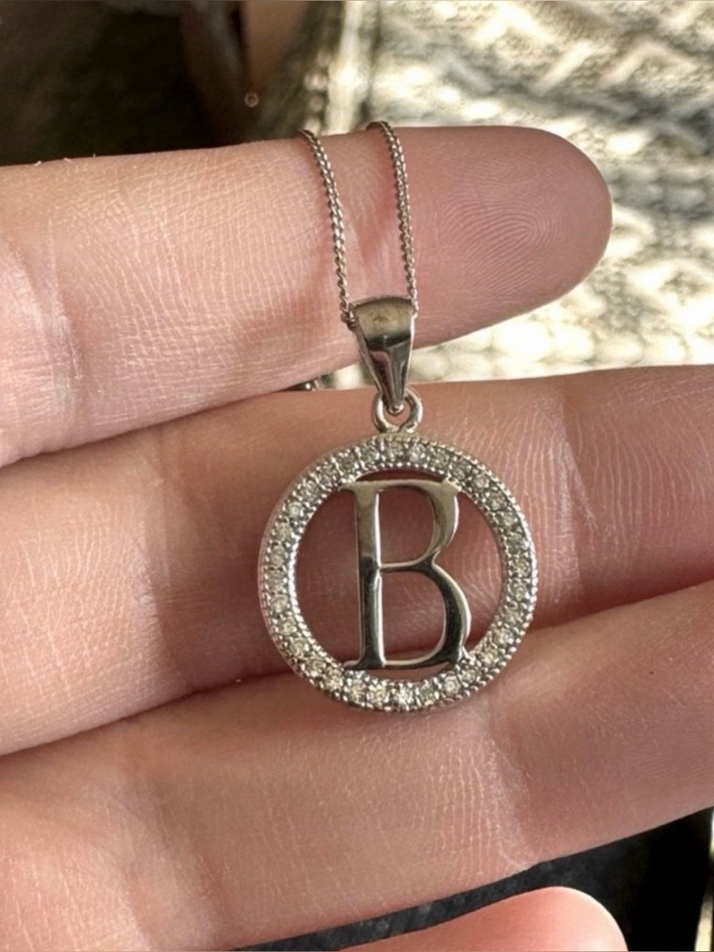 Letter B pendant silver necklace